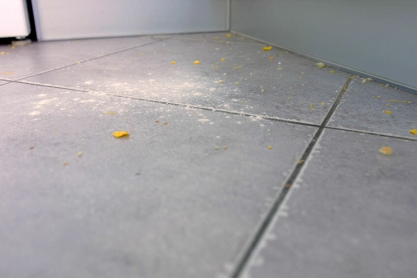 food crumbs on the floor